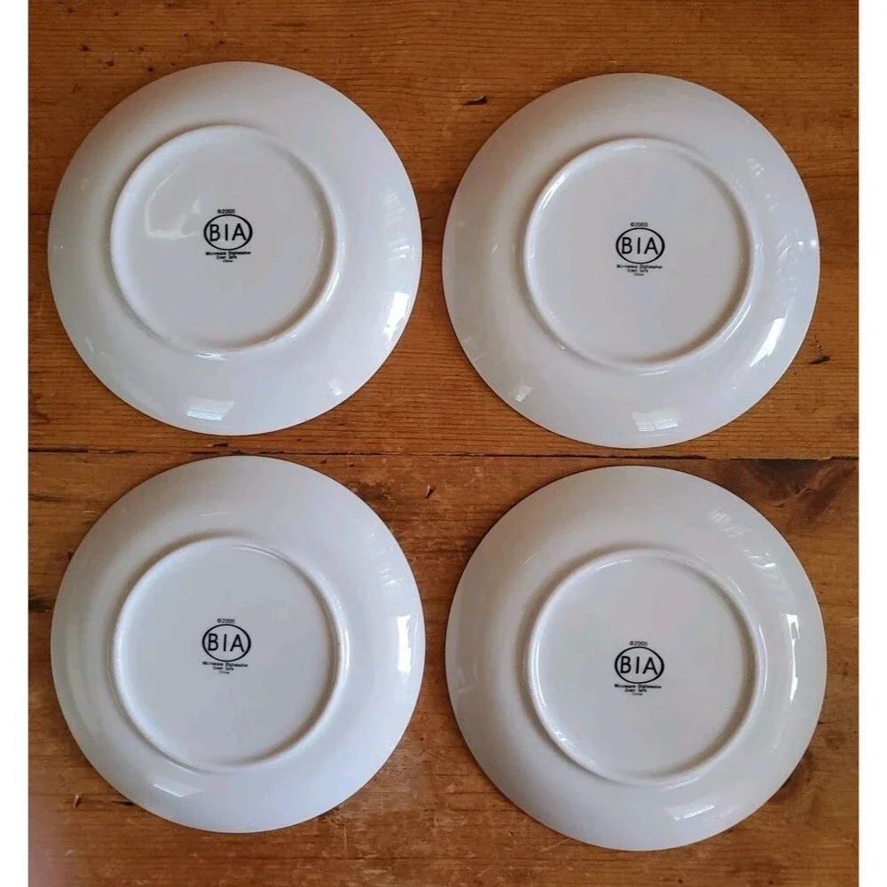 Vtg Rare Pottery Barn Champagne Plates Wine Bar Cocktail Set of 4 Assorted 6.5